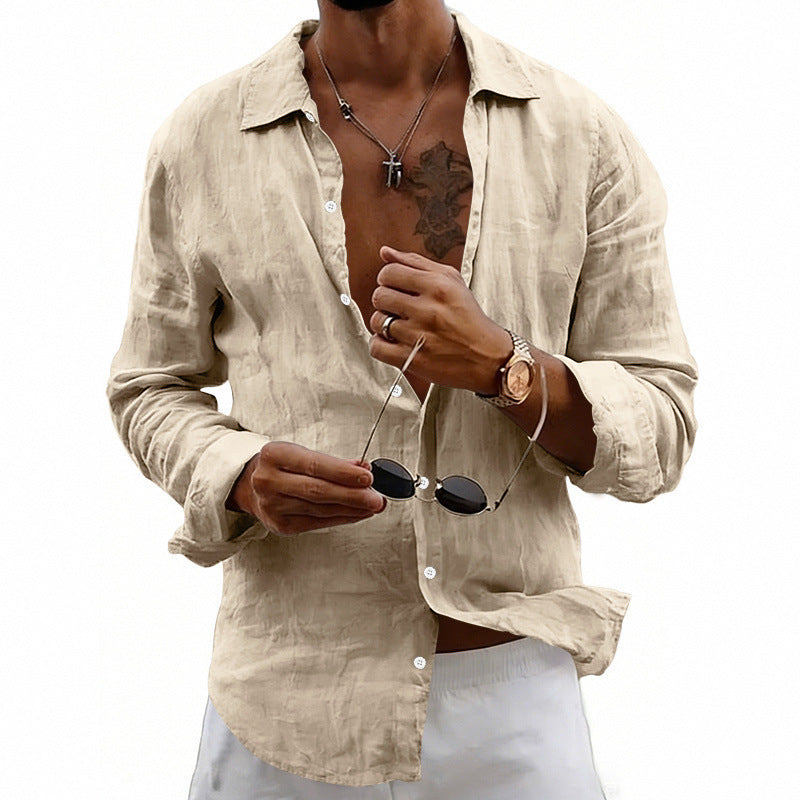 Loose Fit Cardigan With A Lapel Collar Shirt