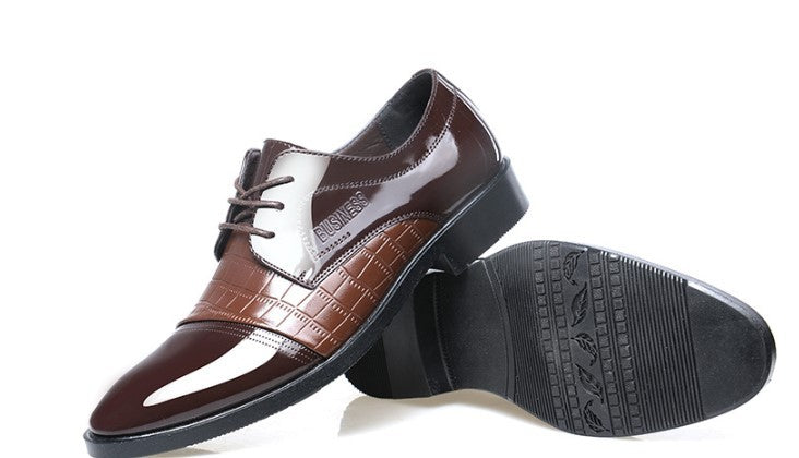 Autumn Pattern Pointed Leather Business Dress Shoes