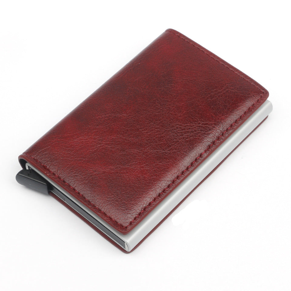 RFID Metal Card Holder Aluminium Alloy Leather Wallet Antitheft