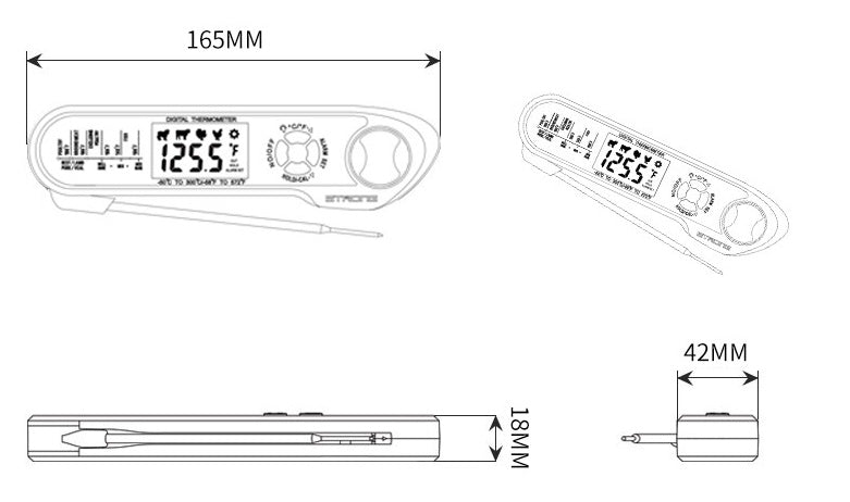 Double Probe Smart Oven Electronic Barbecue Thermometer Foldable Waterproof