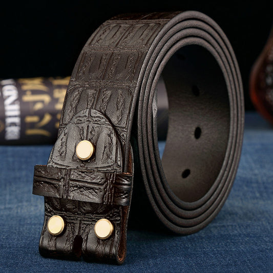 Headless Belt Men's Leather Without Head Pin Buckle