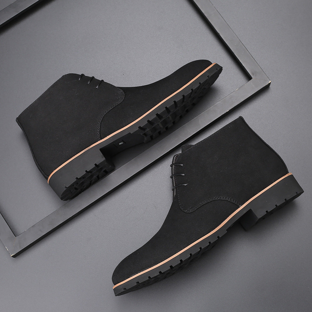 Casual Leather Boots Front Lace Up Low Heel