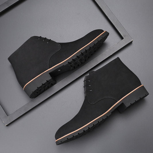 Casual Leather Boots Front Lace Up Low Heel
