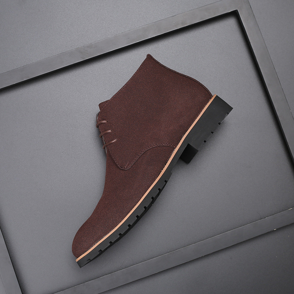 Casual Leather Boots Front Lace Up Low Heel