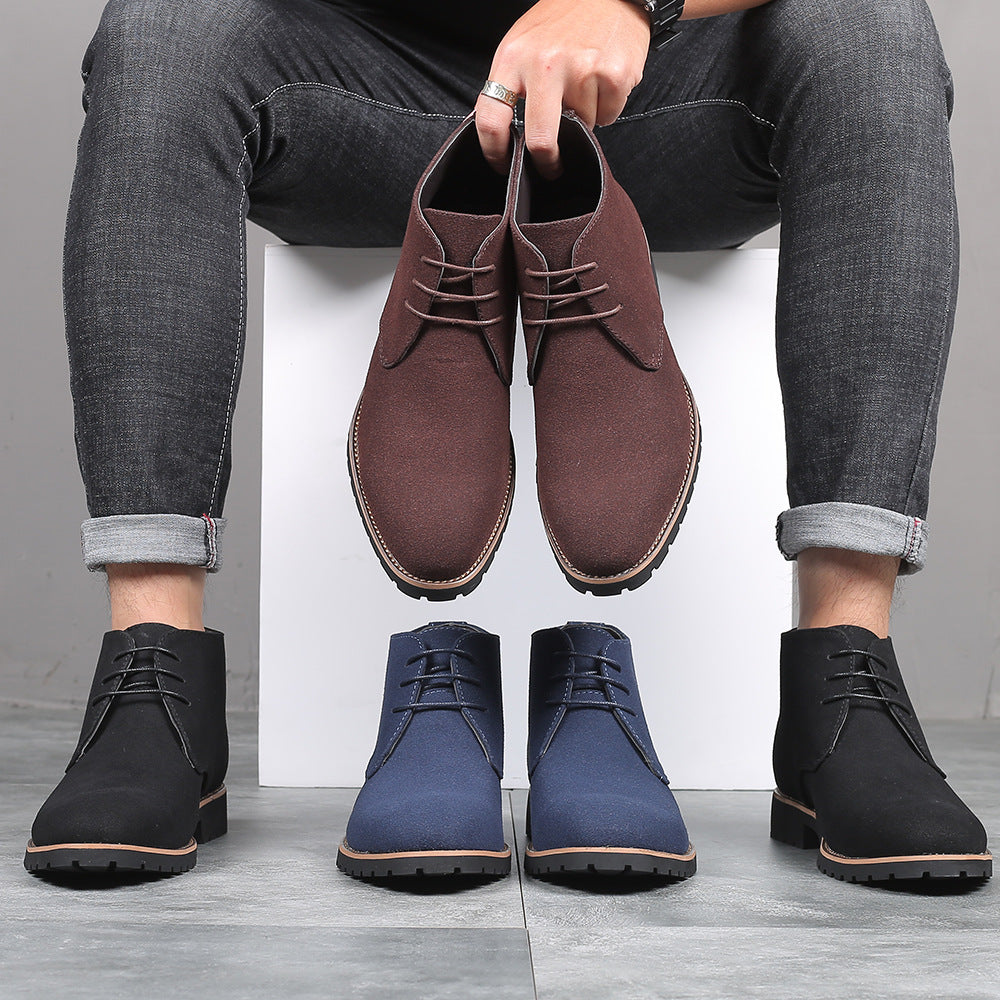 Casual Leather Boots Front Lace Up Low Heel