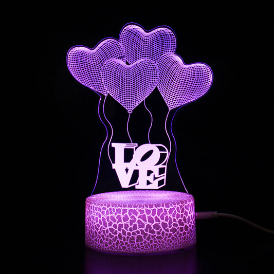 Valentines Colorful Cracked Acrylic Night Light