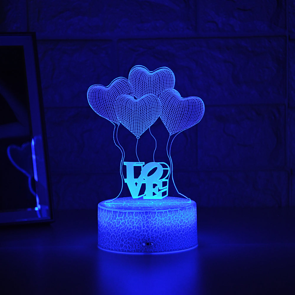 Valentines Colorful Cracked Acrylic Night Light