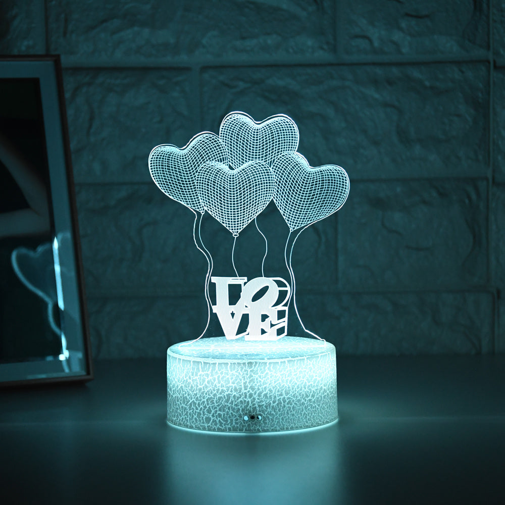 Valentines Colorful Cracked Acrylic Night Light