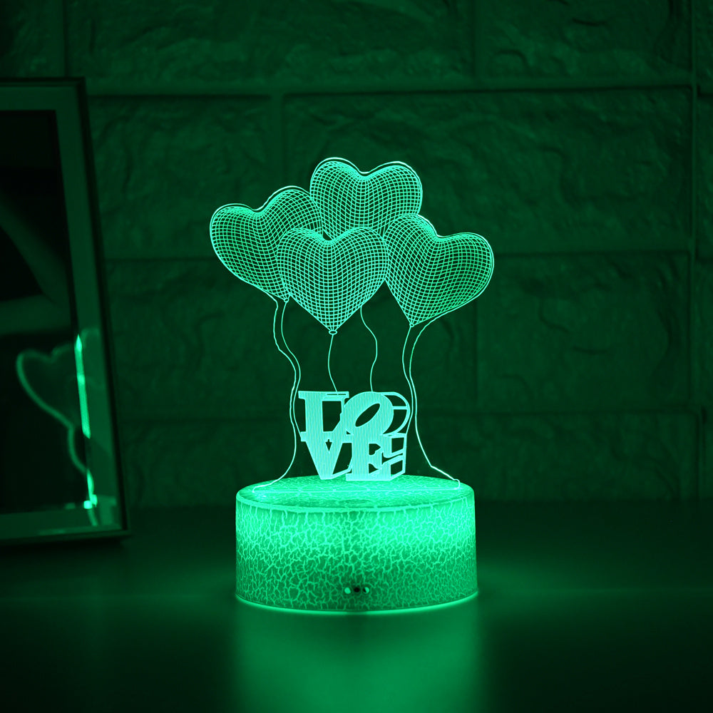 Valentines Colorful Cracked Acrylic Night Light