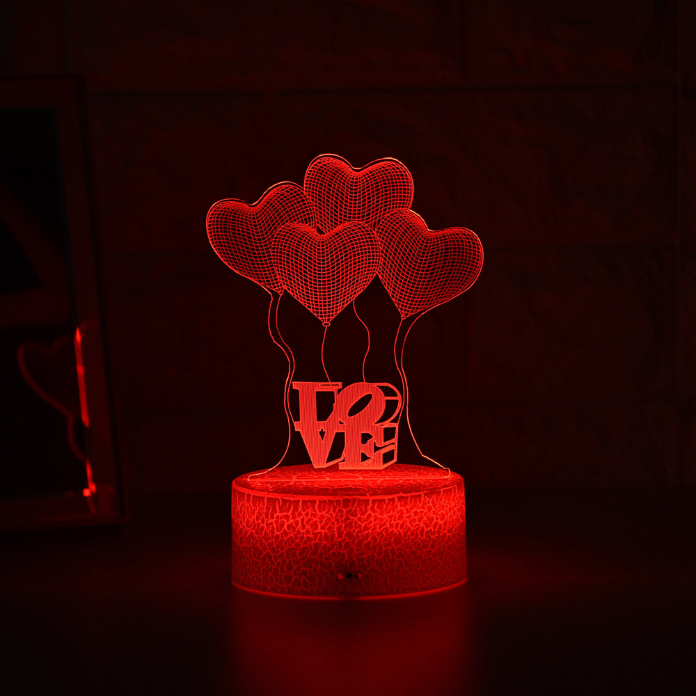 Valentines Colorful Cracked Acrylic Night Light