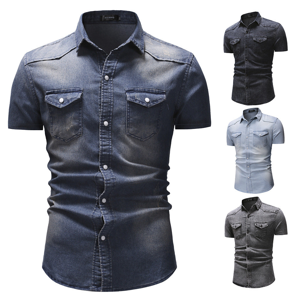 Denim Short-Sleeved Shirt