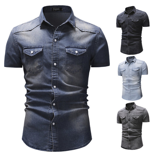 Denim Short-Sleeved Shirt