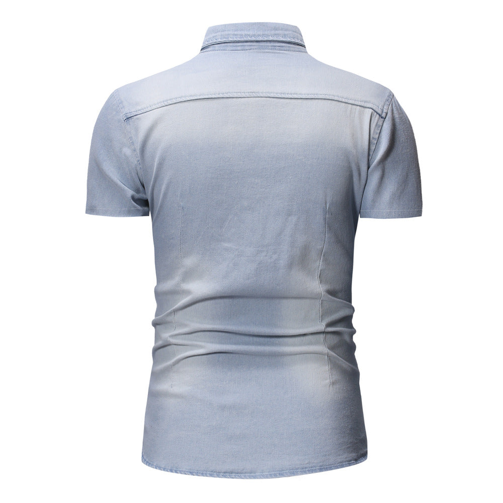 Denim Short-Sleeved Shirt