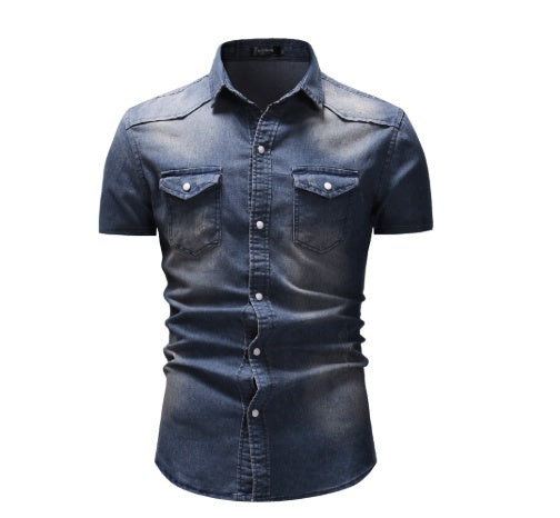 Denim Short-Sleeved Shirt