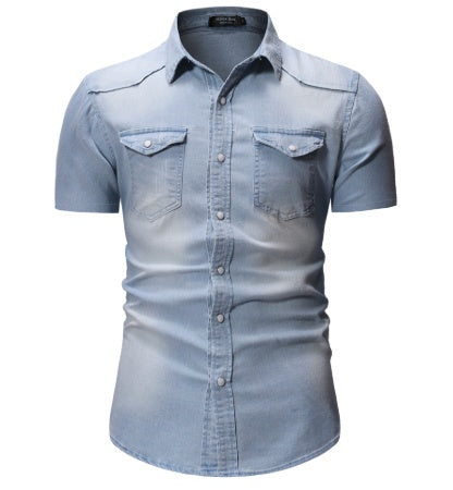 Denim Short-Sleeved Shirt