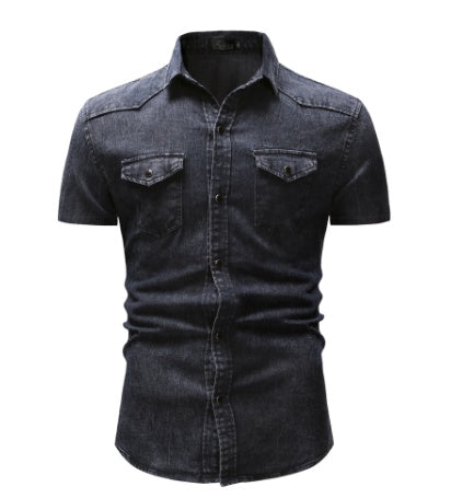 Denim Short-Sleeved Shirt