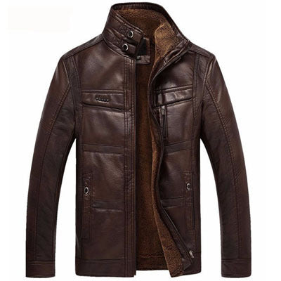 Leather Oblique Zipper Biker Jacket