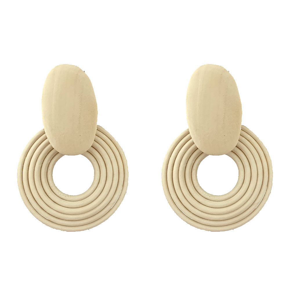 Resin Rattan Earrings Imported Bamboo And Rattan Handmade Leopard Earrings Geometric Round Earrings