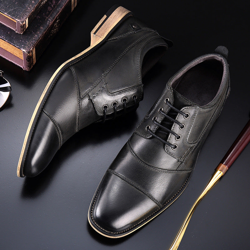 Leather lace-up casual shoes