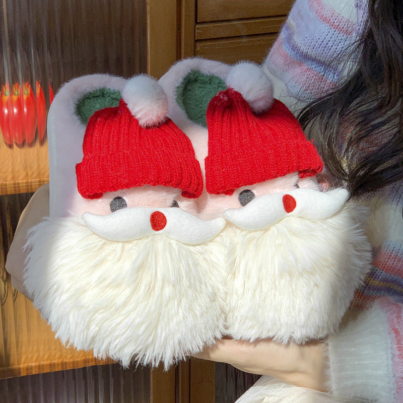 Christmas Santa Claus Home Non-Slip Plush Slippers