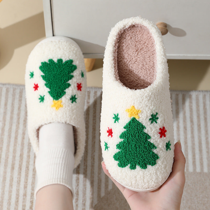 Christmas Santa Claus Furry Non-Slip Home Slippers