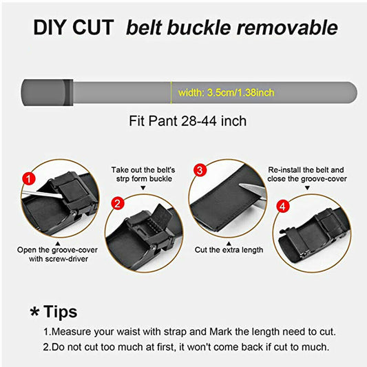 Microfiber Leather Ratchet Belt Automatic Buckle Closure