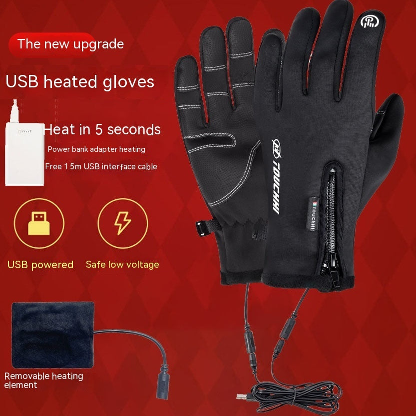 Heating Cycling Gloves Outdoor Heating Polyester Men's Gloves