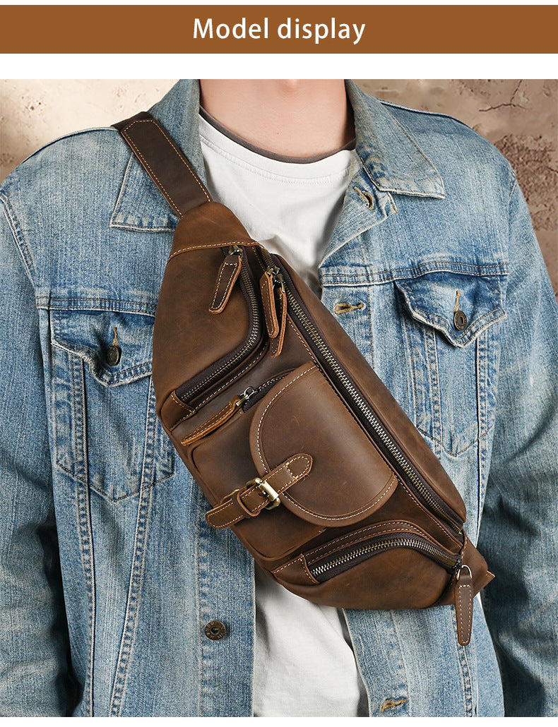 Leather Belt Retro Multi-functional Motorcycle Satchel All-match Casual Chest Bag