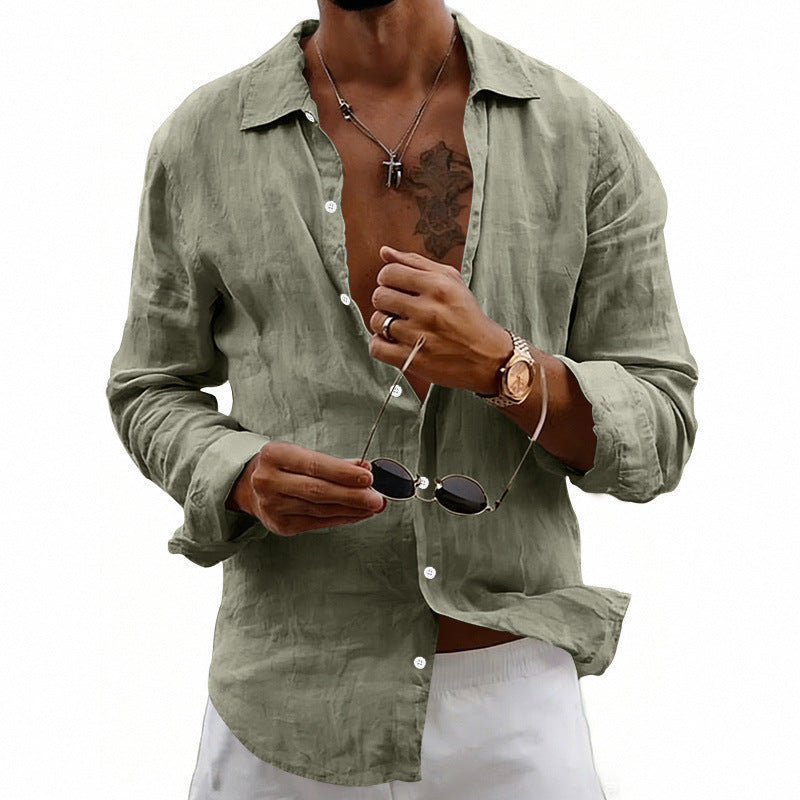 Loose Fit Cardigan With A Lapel Collar Shirt