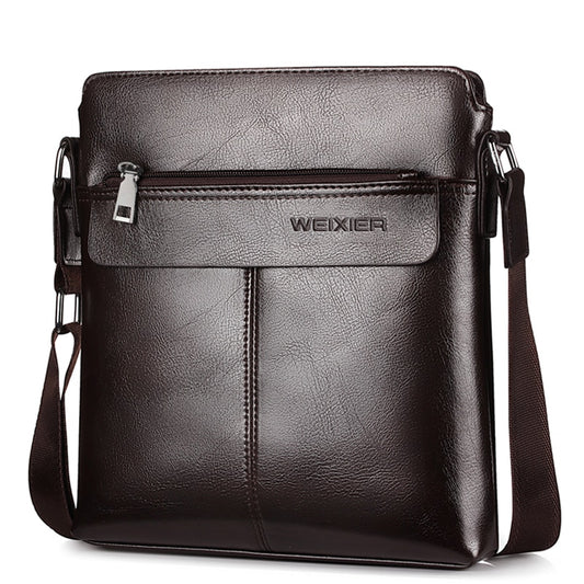 WEIXIER Brand Leather Youth Messenger Zipper Bag
