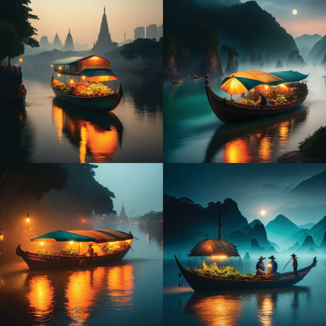 33 Pieces "Floating Market in Vietnam" Art Work Special Art Design