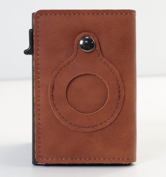 AirTag Leather Anti Theft Bullet Multi-functional Rfid Card Holder Wallet