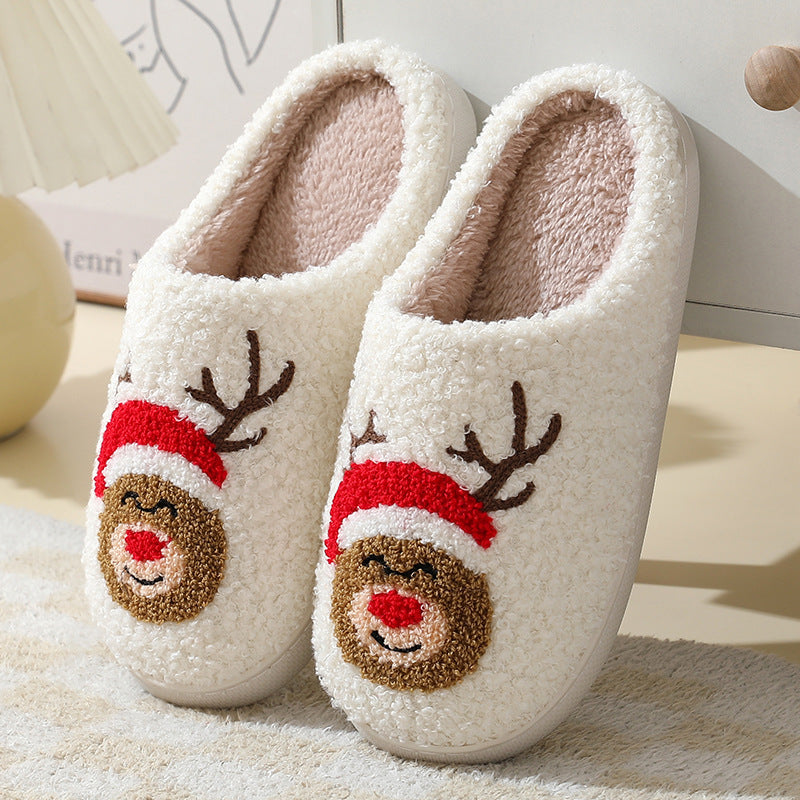 Christmas Santa Claus Furry Non-Slip Home Slippers