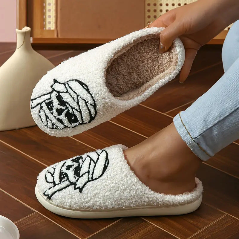 Mummy Towel Embroidery Slippers Cartoon Non-slip Velvet Cotton Slippers