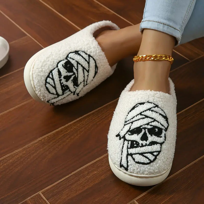 Mummy Towel Embroidery Slippers Cartoon Non-slip Velvet Cotton Slippers