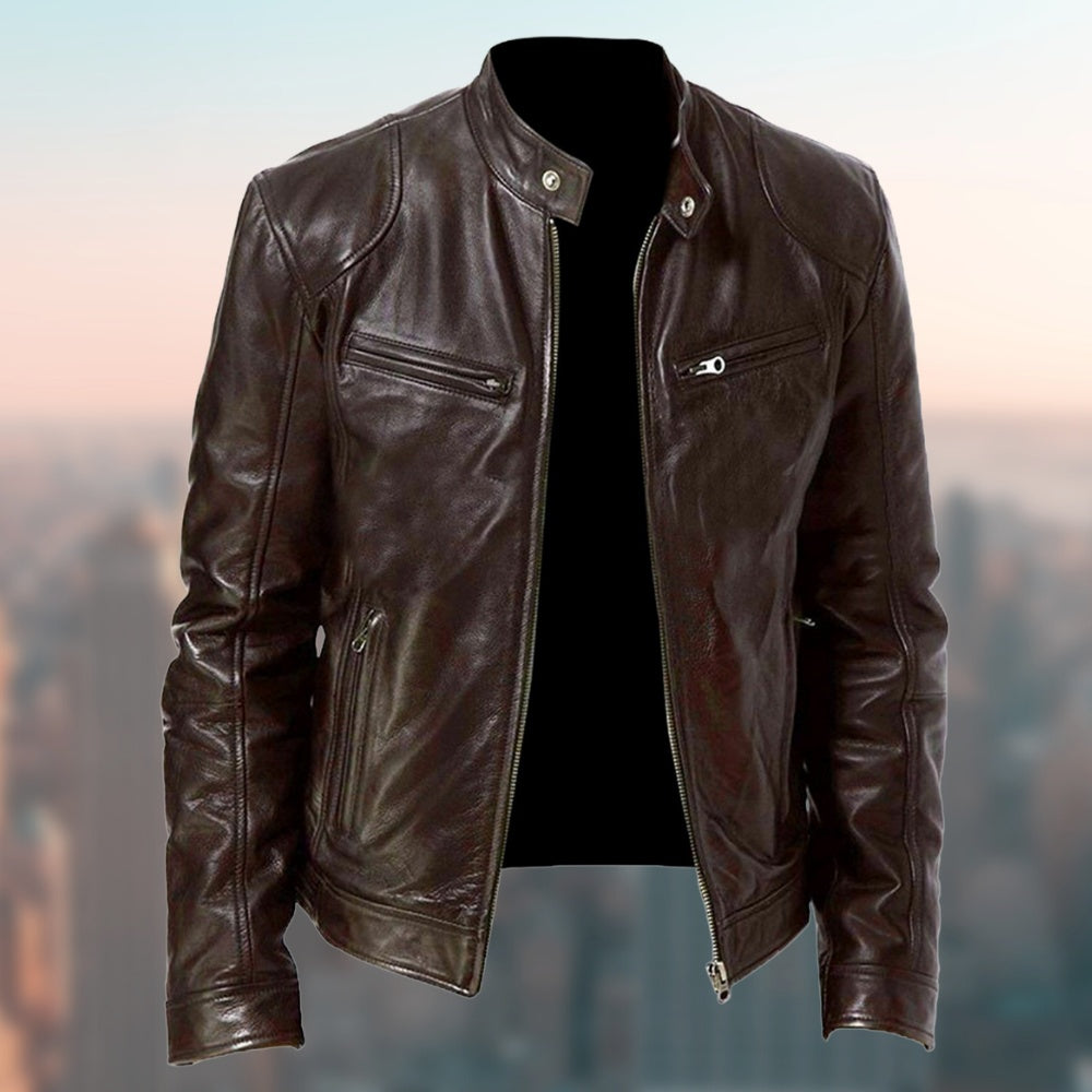 Gentleman's Leather Zipper Cardigan Jacket