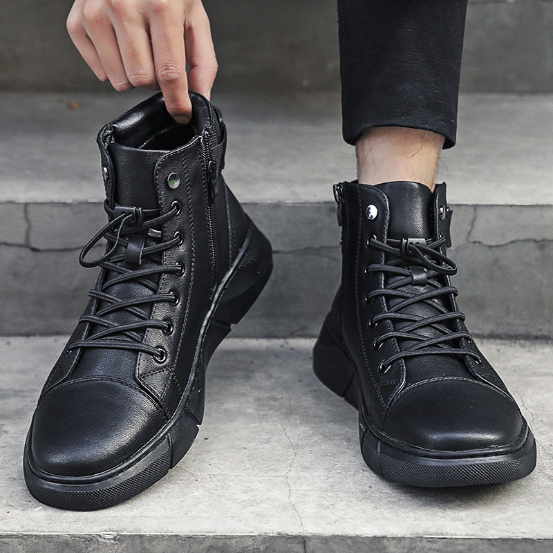 High-Top Martin Leather Shoes Plus Cashmere