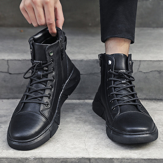 High-Top Martin Leather Shoes Plus Cashmere
