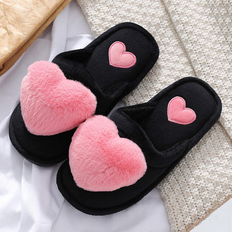 Cute Love Slipper Winter Warm Fluffy Shoes Home Slippers For Valentine's Day