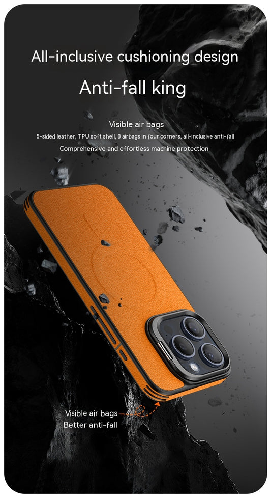 Leather Invisible Bracket Phone Case