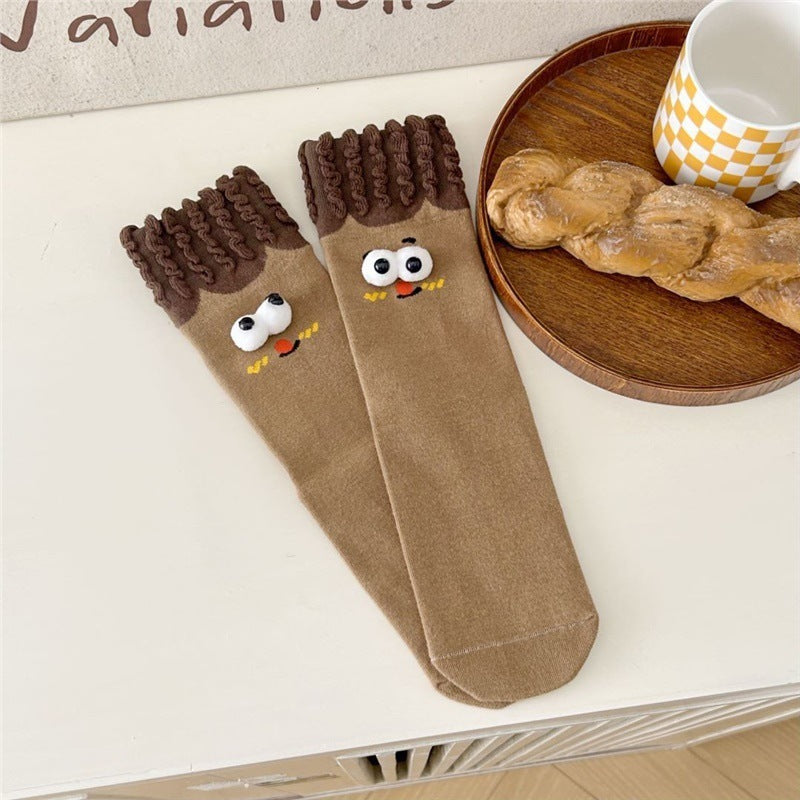 Funny Couple Cute Cartoon Big Stereo Eyes Tube Socks