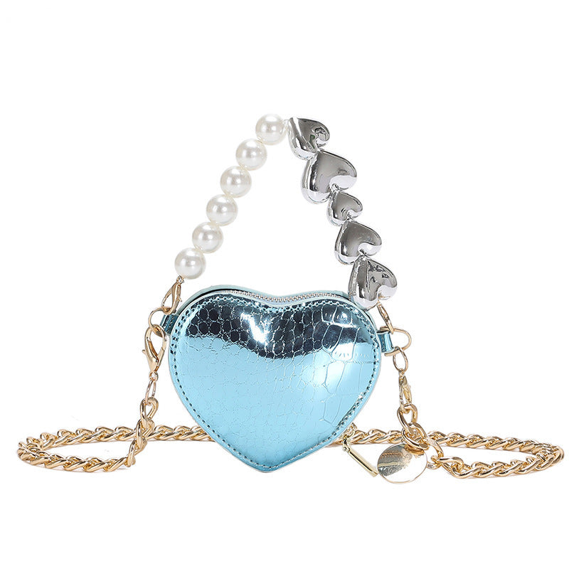 Valentines Mini Love-Shape Fashion Purse Shoulder Bag Lipstick Bag with Chain