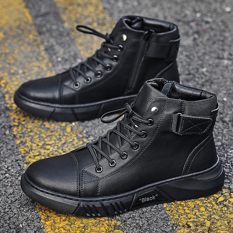 High-Top Martin Leather Shoes Plus Cashmere