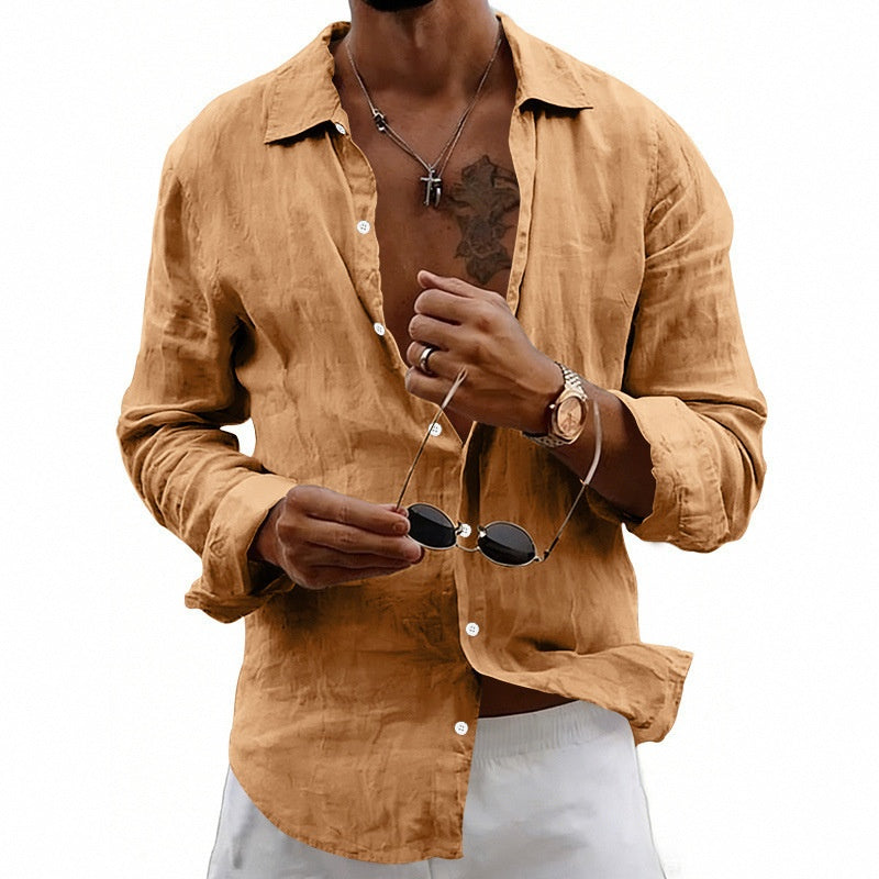 Loose Fit Cardigan With A Lapel Collar Shirt