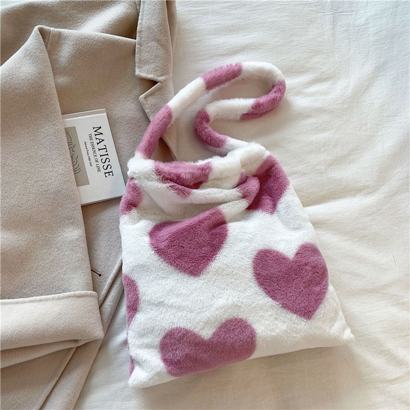 Valentines Love Heart Plush Shoulder Bags