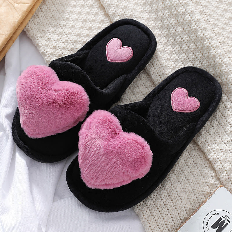 Cute Love Slipper Winter Warm Fluffy Shoes Home Slippers For Valentine's Day