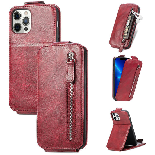 iPhone Leather Wallet Zipper Protective Case