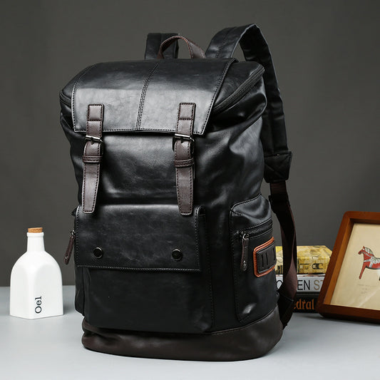 Men's Leather Business Laptop Backpack