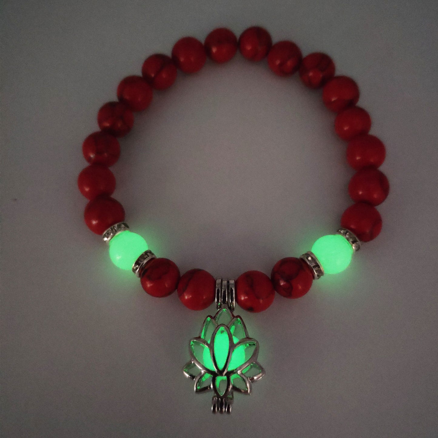 Energy Luminous Lotus Natural Stone Bracelet Yoga Healing Luminous Glow In The Dark Charm Beads Bracelet For Men Women Prayer Buddhism