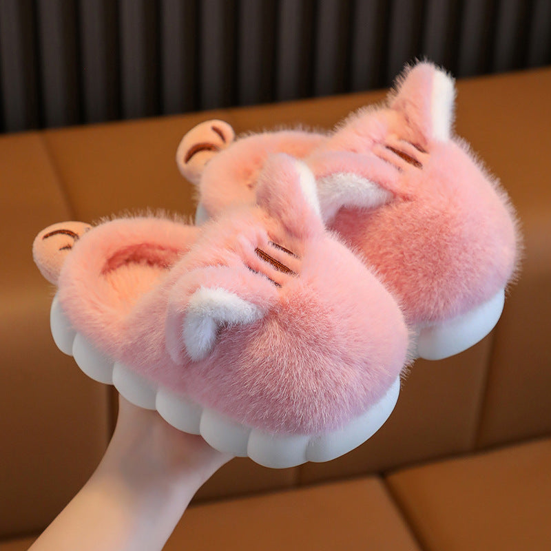 Women's Cotton-padded Shoes Cute Cartoon Cat's Paw Velcro Plush Shoes